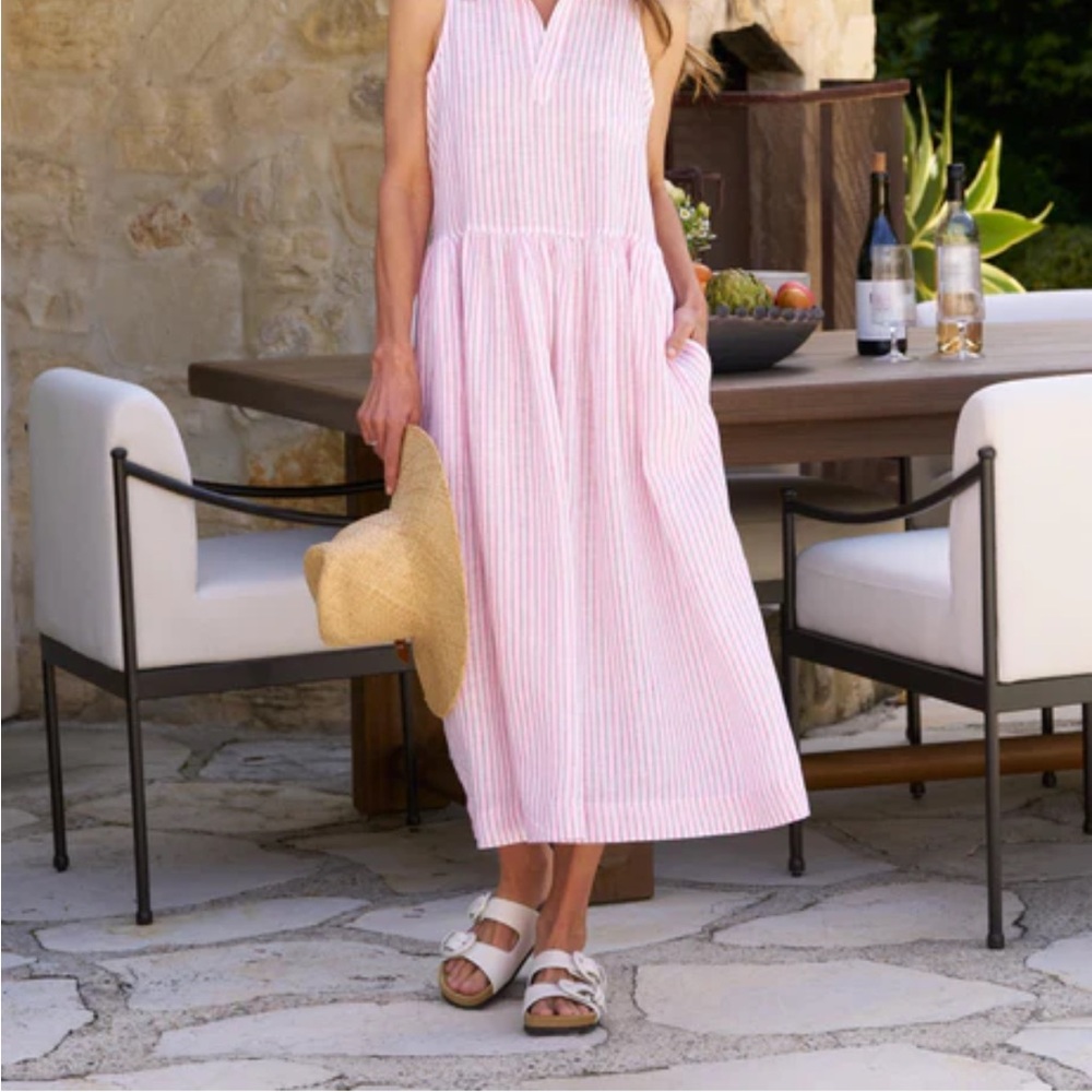 Frank & Eileen Pink and White Striped Maxi Dress